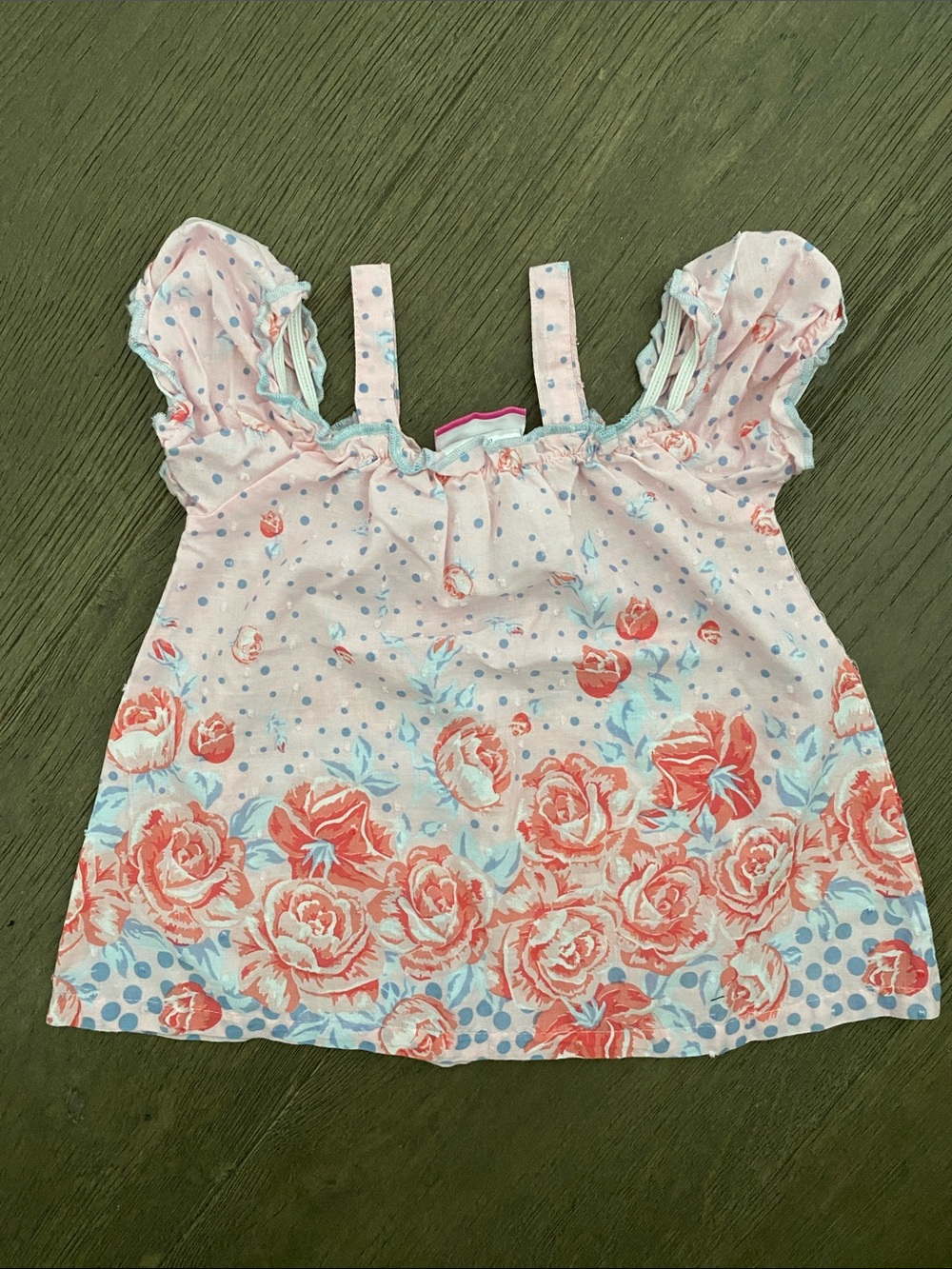 Girls Floral Pink Ruffle-Strap Tank Top